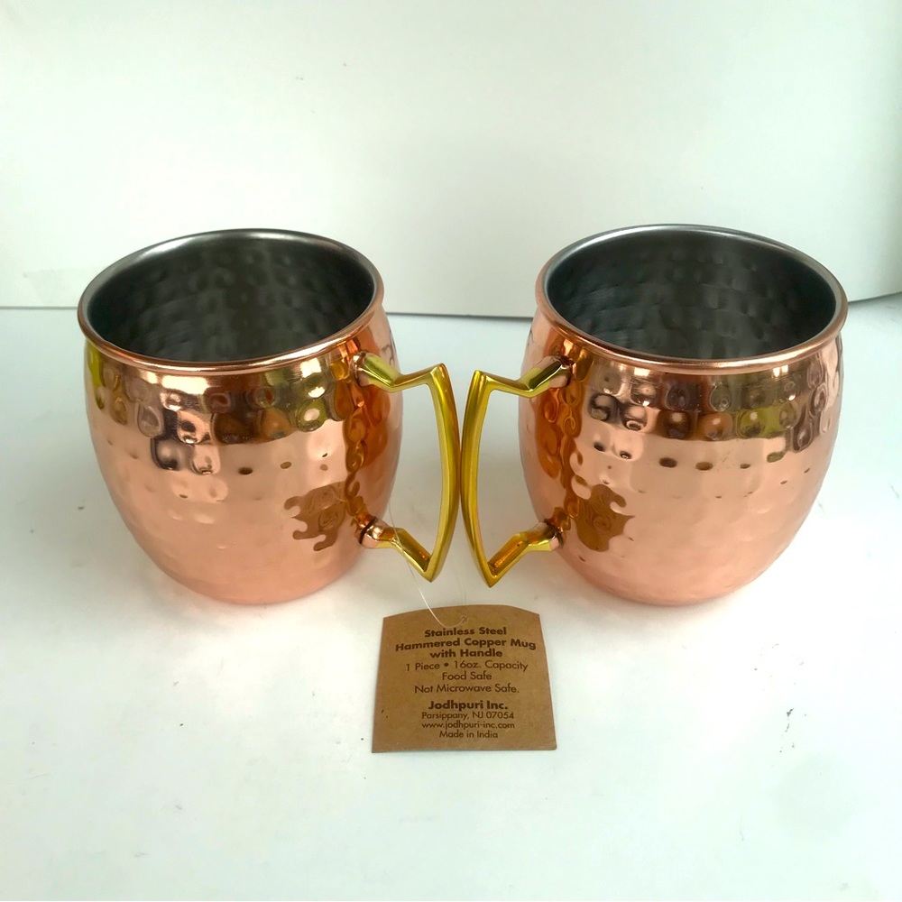 Brand New Moscow Mule Stainless Steel Hammered Copper Mugs with Handle